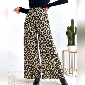 Leopard Print Wide-Leg Pants